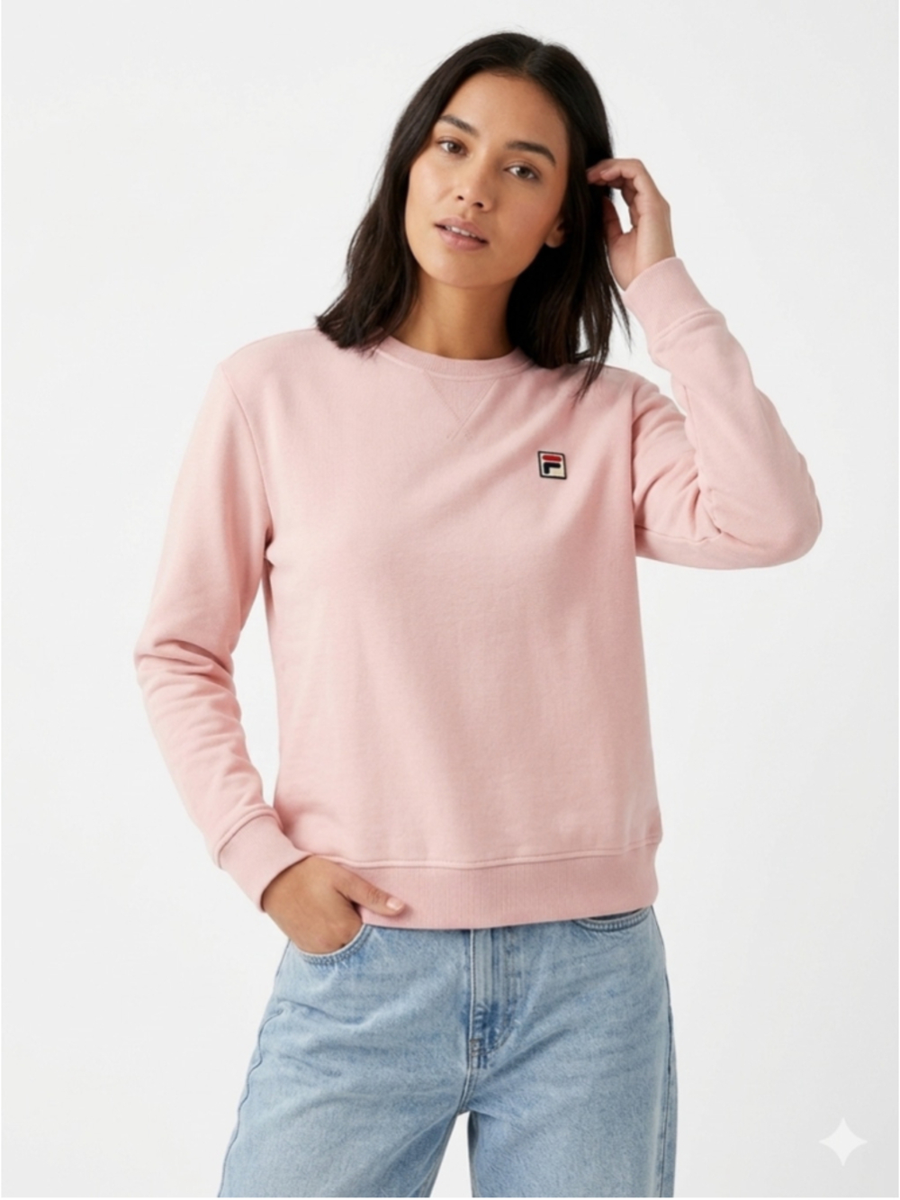 Women's FILA Size XXL Light Pink Fleece Heritage Patch Crewneck Sweatshirt - 866